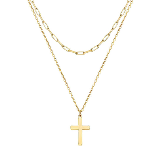 Golden Cross – 18K Gold-Plated Stainless Steel Necklace