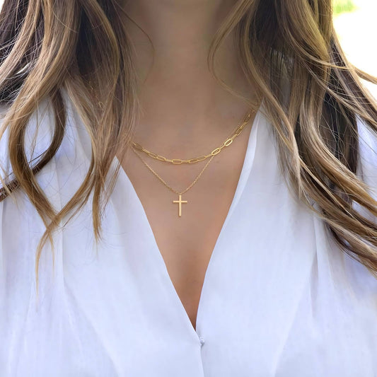 Golden Cross – 18K Gold-Plated Stainless Steel Necklace