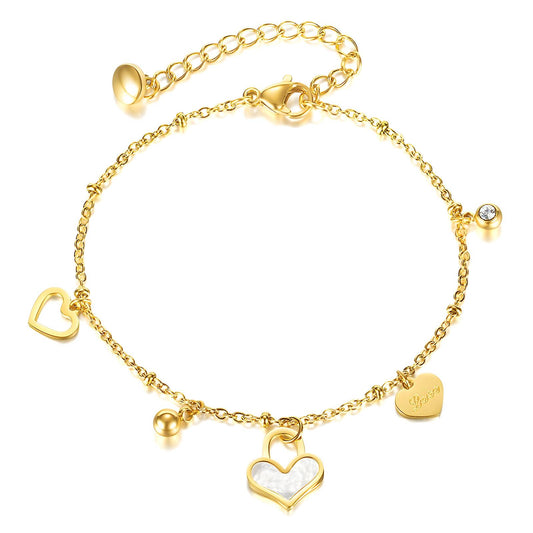 World of Hearts – 18K Gold-Plated Stainless Steel Bracelet