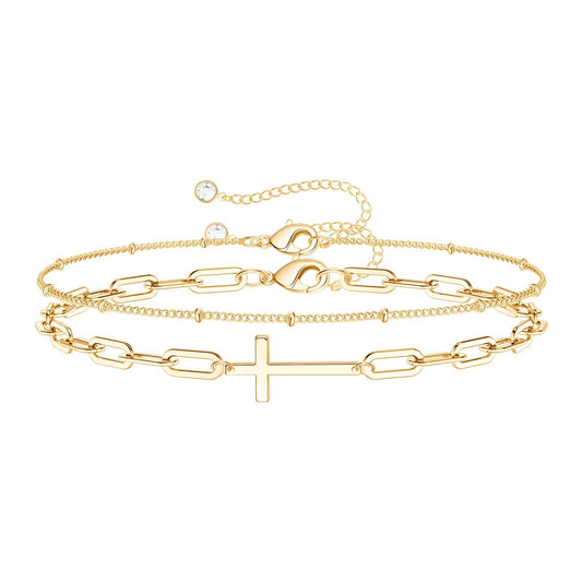 Majestic Cross – 18K Gold-Plated Stainless Steel Bracelet