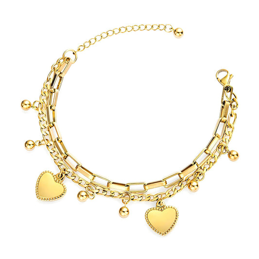 Heartbeats – 18K Gold-Plated Heart Charm Bracelet