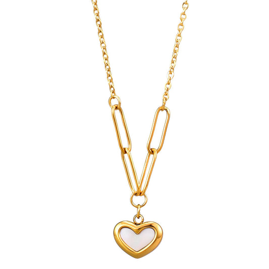 Pure Embrace – 18K Gold-Plated Stainless Steel Heart Pendant Necklace