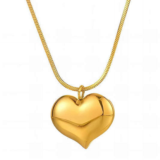Puffed Heart – 18K Gold-Plated Stainless Steel Inflated Heart Necklace