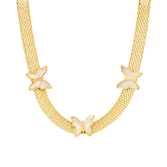 Trinity Butterflies – 18K Gold-Plated Stainless Steel Necklace