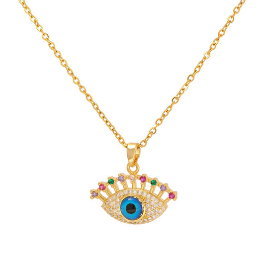 Vibrant Eye – 18K Gold-Plated Stainless Steel Necklace