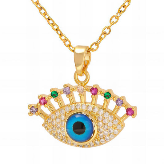Vibrant Eye – 18K Gold-Plated Stainless Steel Necklace