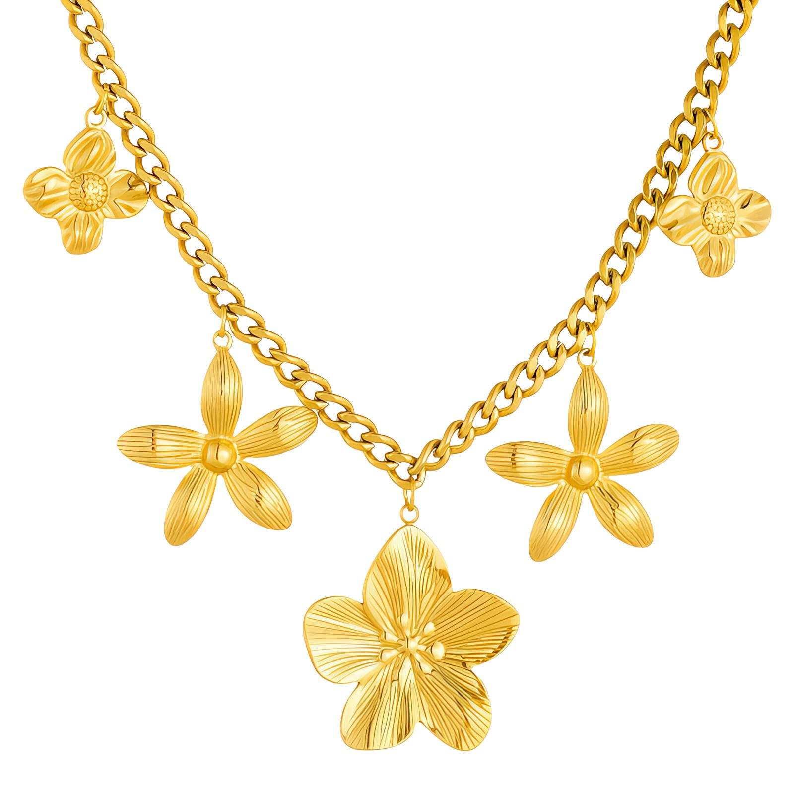 flowers golden necklace