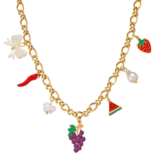 grapes charm necklace