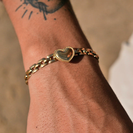 Trendy Heart – 18K Gold-Plated Stainless Steel Bracelet