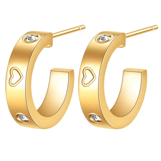 Corazón – 18K Gold-Plated Stainless Steel CZ Hoop Earrings